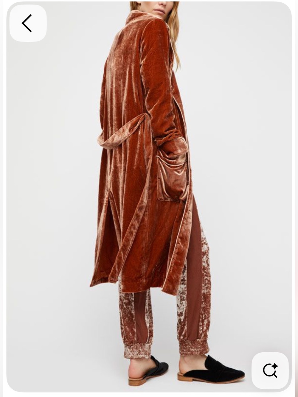 Free People Rust Red Velvet Trench Coat with Paisley Lining - Picture 2 of 14